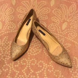 Bejeweled rose gold pointed heels